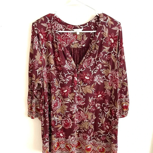 lucky brand boho peplum floral peasant print red blouse 1X - Picture 2 of 6